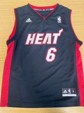 adidas Black and Red Miami HEAT #6 Basketball Jersey